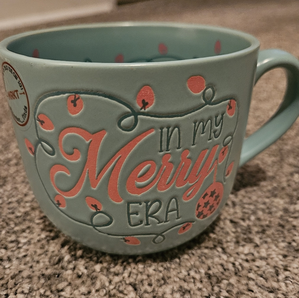 In My Merry Era Turquoise & Pink Christmas Mug Gift Cute Adorable